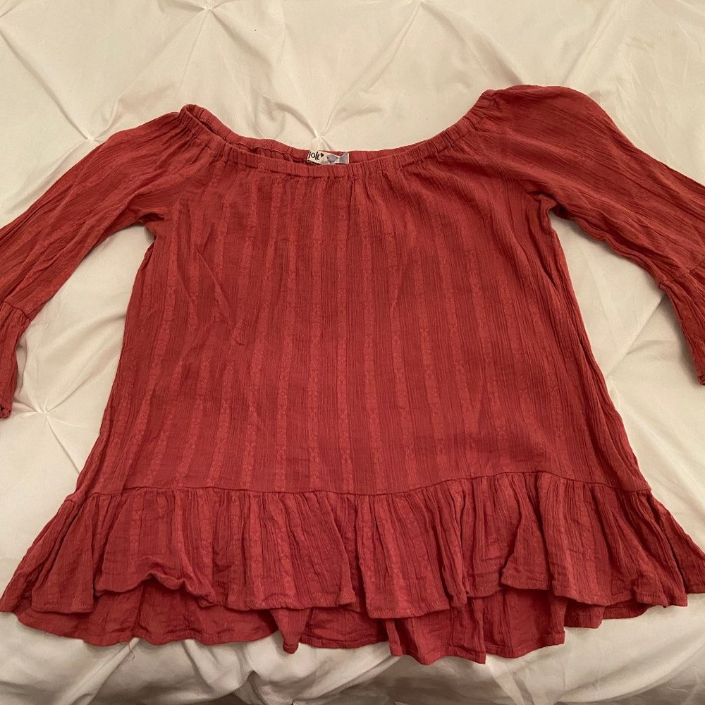 Rusty Pink Off-The-Shoulder Top